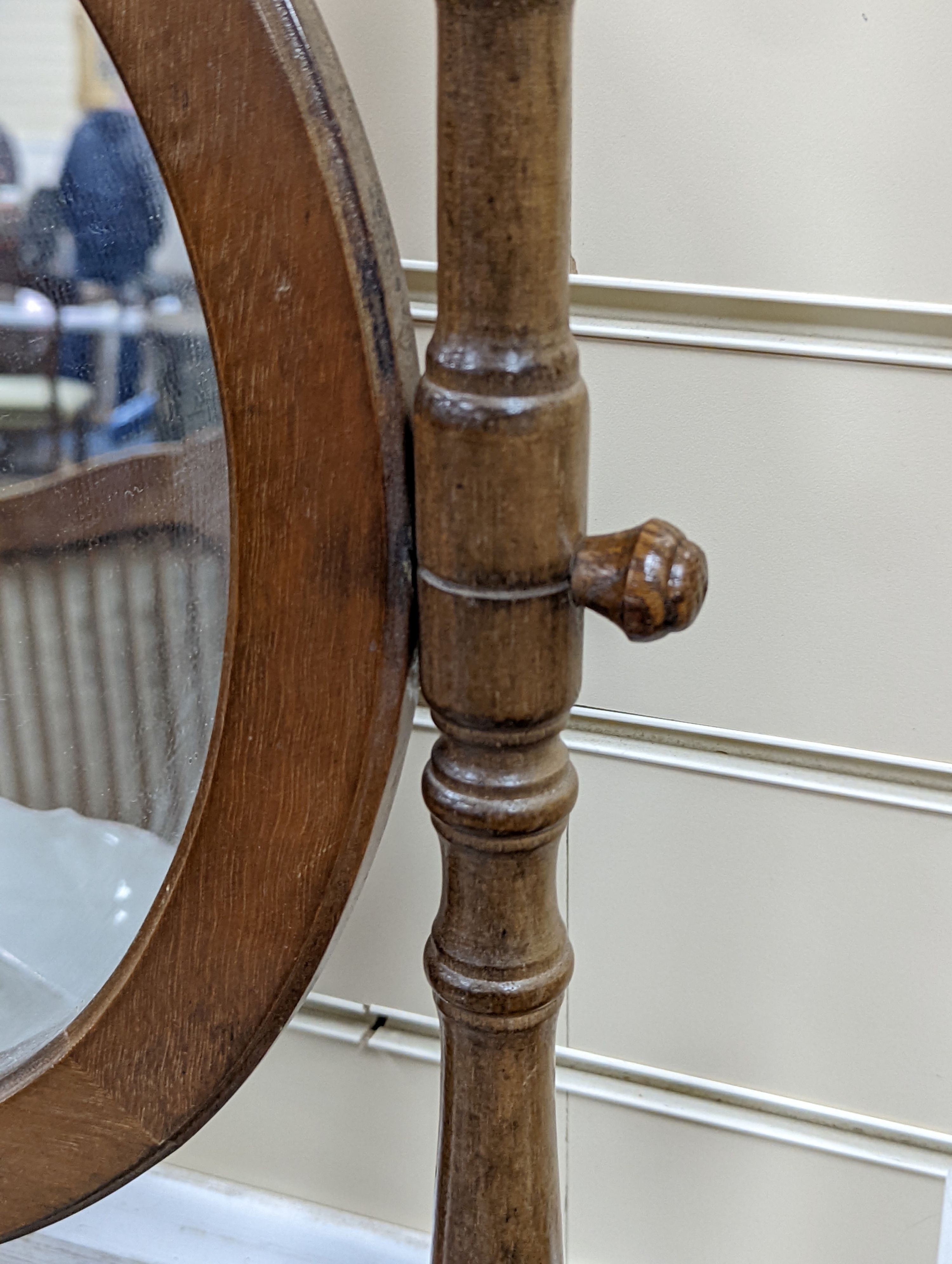 A Victorian style mahogany and beech wash stand, width 54cm, height 132cm